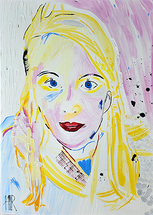eine junge Frau in Acryl expressiv gemalt von Gabriele Waller